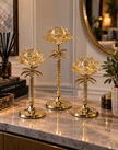 Gold Kristal Lotus Çiçeği Dekoratif Obje 3’lü Set