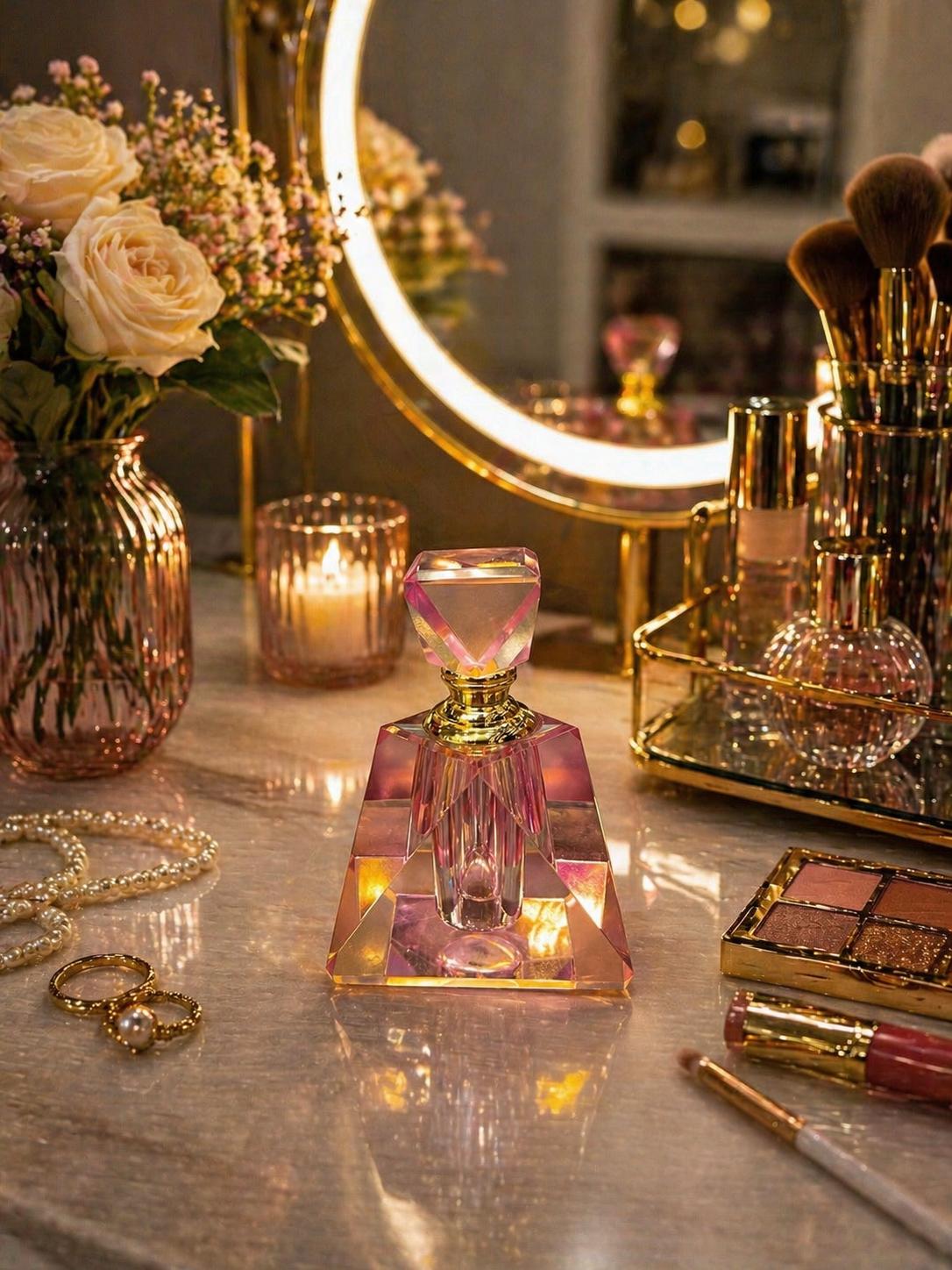 Crystal Pink Diamond Dekoratif Parfüm Şişesi – Lüks Makyaj Masası Aksesuarı & Hediye Ürünü& Sleep Nova