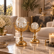 Gold Kristal Küreli Dekoratif Obje 2’li Set