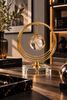 Gold Halkalı Kristal Küre Dekoratif Masa Aksesuarı