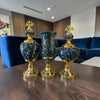 Emerald Black Marble Dekoratif Vazo & Obje Seti – Gold Detaylı Lüks Salon Aksesuarı (3’lü& Sleep Nova