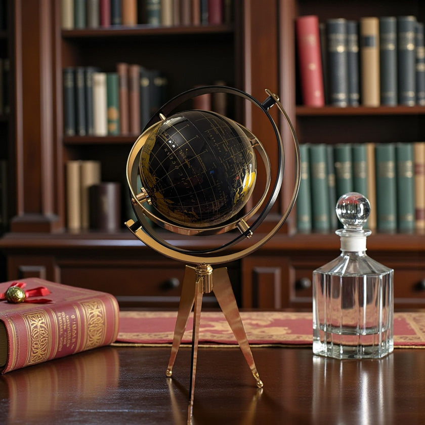 Lüks Dekoratif Dünya Küresi – Gold Detaylı Masa Üstü, Ofis & Kütüphane Dekoru& Sleep Nova