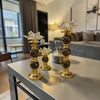 Lotus Kristal Dekoratif Şamdan Mumluk Gold Siyah Mermer Görünümlü Salon Masa Dekoru& Sleep Nova