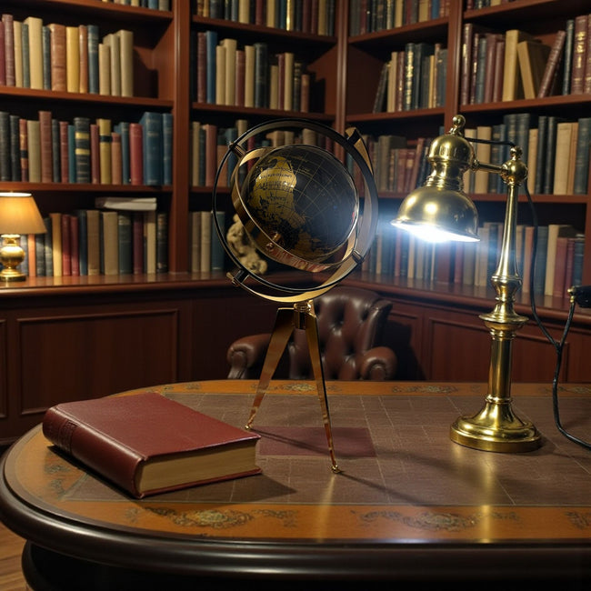 Lüks Dekoratif Dünya Küresi – Gold Detaylı Masa Üstü, Ofis & Kütüphane Dekoru& Sleep Nova