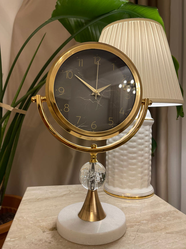 Mermer Taşlı Kar Küreli Dekoratif Masa Saati& Sleep Nova