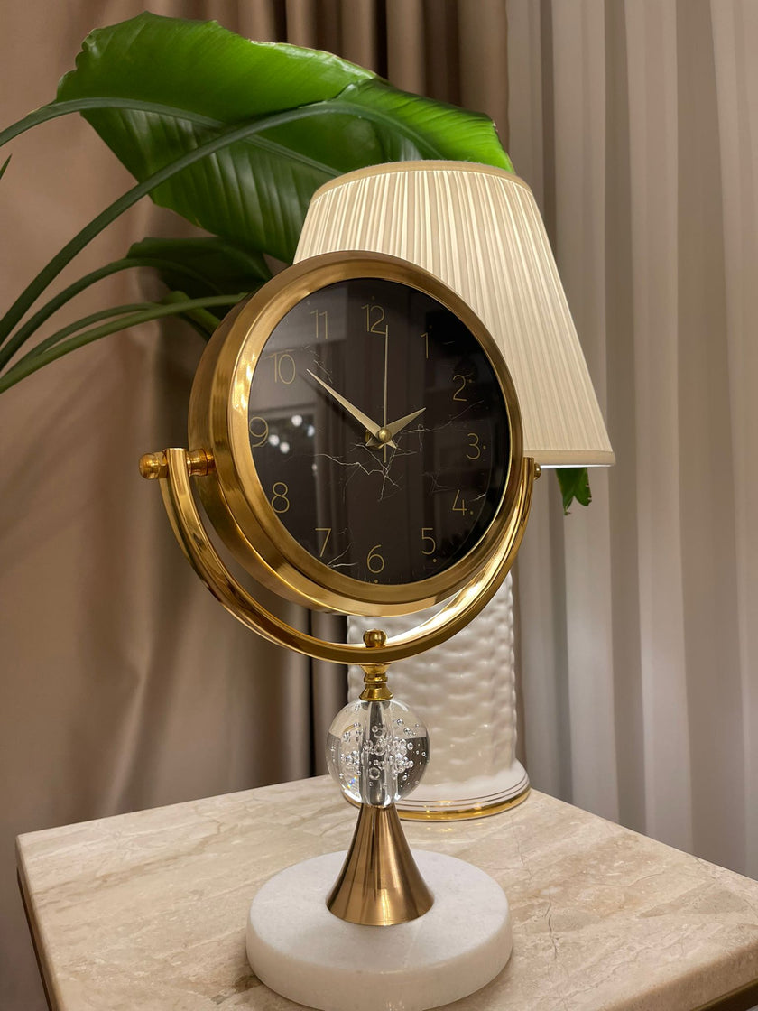 Mermer Taşlı Kar Küreli Dekoratif Masa Saati& Sleep Nova