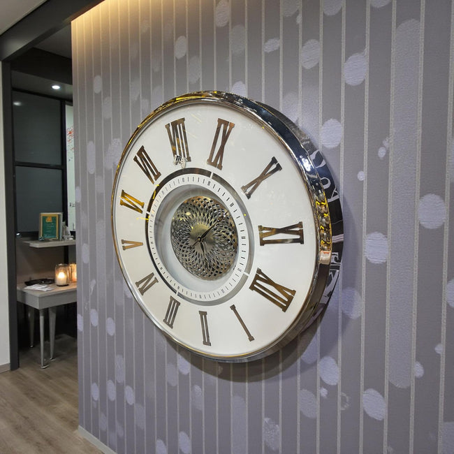 Silver Crown Roma Rakamlı Büyük Boy Dekoratif Duvar Saati& Sleep Nova